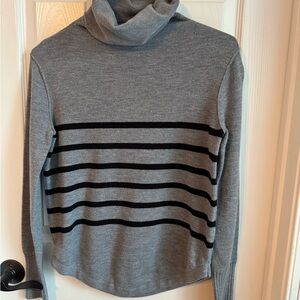 French Connection Gray‎ and Black Striped Turtleneck Sweater Size Small